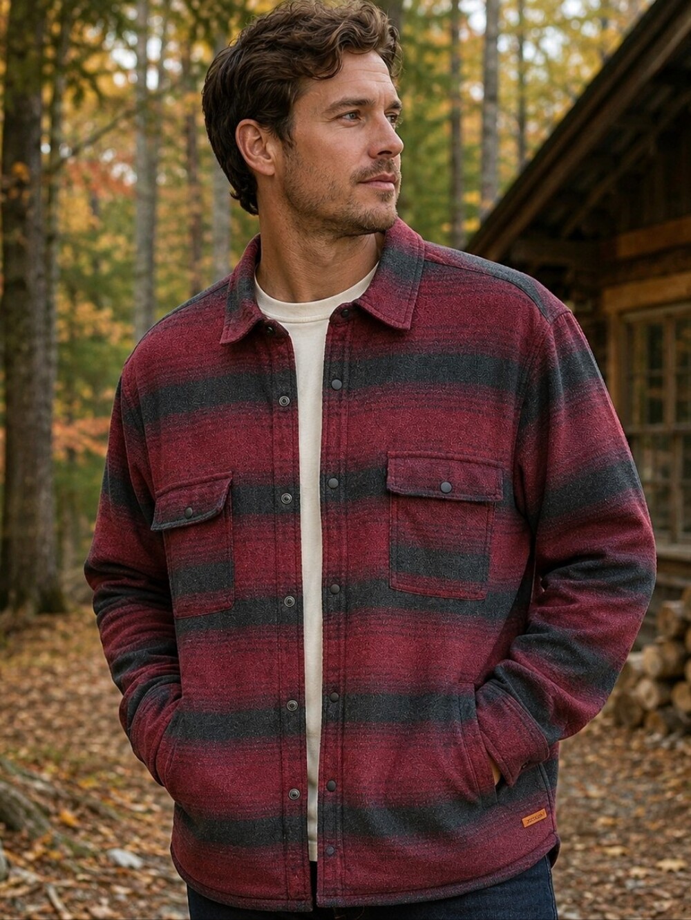 Voyager Plaid Sherpa Lined Flannel Size XL Men’s Shirt Jacket Shacket Red
